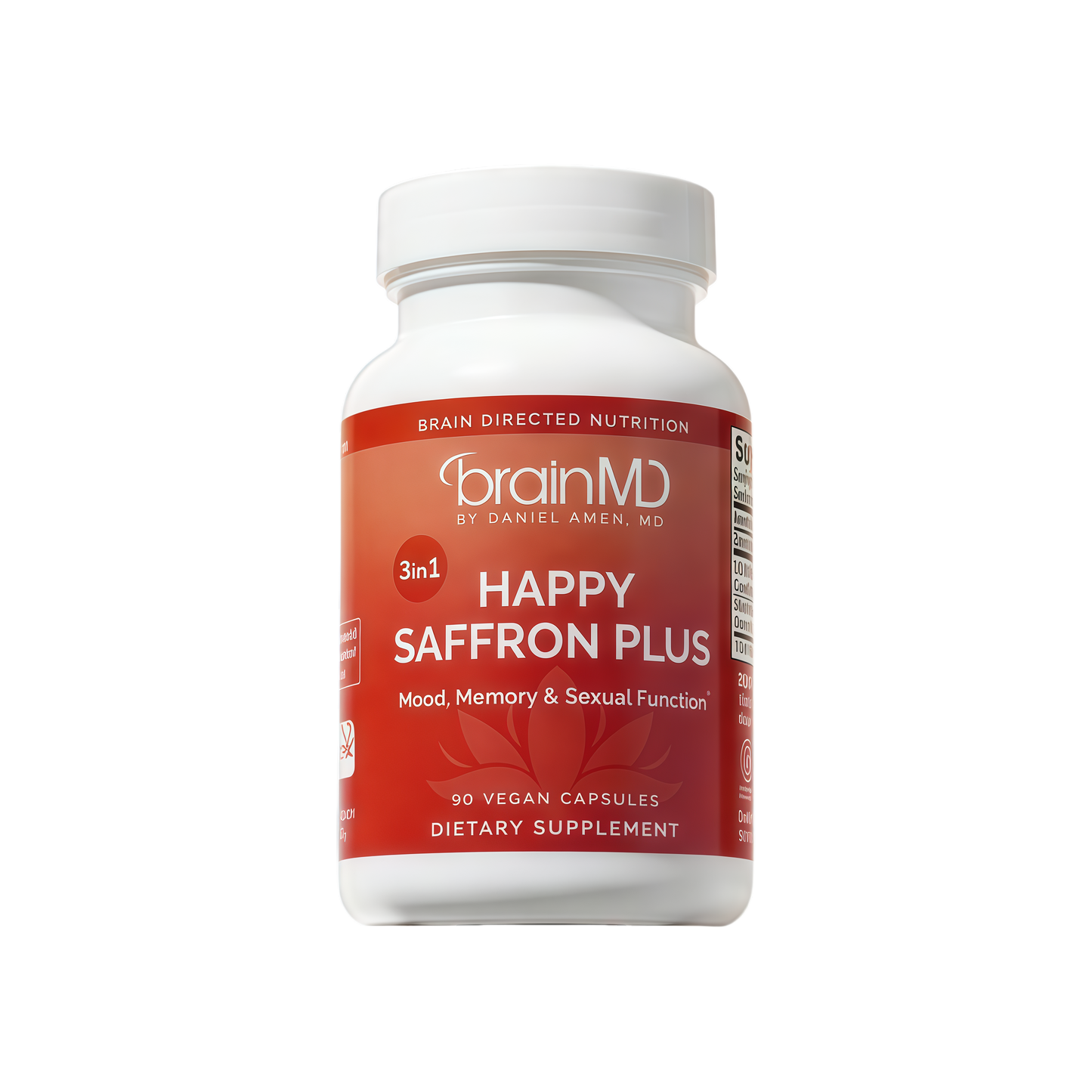 BrainMD Dr Amen Happy Saffron Plus - 90 Capsules, Pack of 2 - With Saffron Flower Extract, Curcumin & Zinc - Vegan, Gluten Free - 60 Total Servings